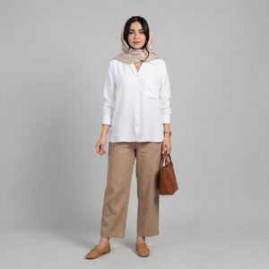 شومیز زنانه آستین بلند یقه برگردان